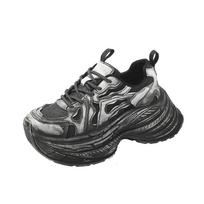 Fashion 2024 Chunky Women Sports Soft Sole Running Shoes for Women Fashion Casual Leather Breathable Height Increased Platform Shoes 40 violetinė