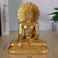 Gold Sakyamuni Buddha Statues Figurines Ornaments Resin Craft Feng Shui Meditation Buddha Sculpture Home Office Decoration