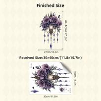 Cartoon Aesthetic Purple Floral Chandelier Wall Stickers, Self-Adhesive Girly Room Decor Decals 30x40CM įvairiaspalvis