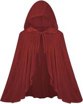 Elegantiškas raudono aksomo su gobtuvu apsiaustas moterims su raukiniais nėriniais ir banguotais kraštais visais metų laikais Burgundy Black,80CM/31.50in black