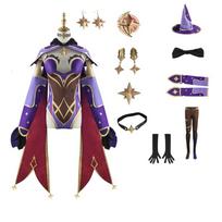 Genshin Impact Mona Cosplay Costume Full Set High Quality Cotton Exquisite Details XS black