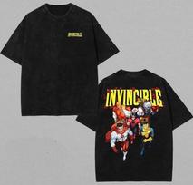Invincible Vintage Graphic T-Shirt Double Sided Retro Comic Warrior Tee 4XL brown