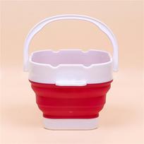 Silicone Folding Mini Bucket with Brush Pen Holding for Washing Painting Brush Watercolor Drawing Tools Bucket mėlyna