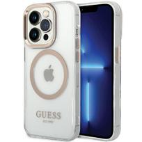 Guess Metal Outline MagSafe dėklas iPhone 15 Pro Max – auksinis