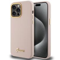 Guess silikoninis dėklas iPhone 15 Pro – rožinis
