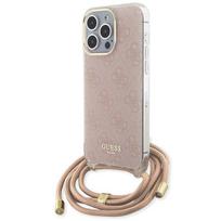 Guess Crossbody dėklas iPhone 15 Pro su virvele – rožinis