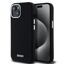 DKNY silikoninis MagSafe dėklas iPhone 15 Plus/14 Plus – juodas