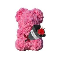 Cute Bear Artificial Rose Flower with Gift Box Valentine's Day Gifts for Mom Wife Grandma Girlfriend Sister in Mother's Day Birthday Anniversary 1 Set vyno raudonos spalvos
