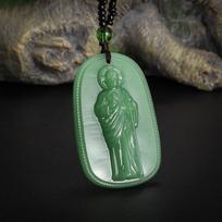 Protective Buddha Bodhisattva Pendant Ancient Style Necklace Jade Protector Buddha gray