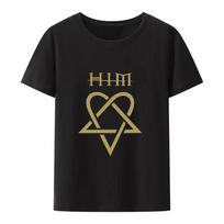Him Ville Valo Band Black White Heartagram T-Shirt Men Women Short-sleev Gothic Rock Casual Streetwear Fashion Y2K Camisetas XXL black