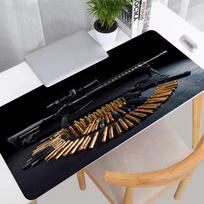 Rifle Pistol Revolver Gun Large Mouse Pad Precision Gaming Design Desk Anti-Slip Rubber Bottom 80X40 Washable Surface Office Mat 30cmx60cm(11.8x23.6inch) gray