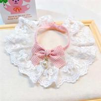 Cute Bib with Butterfly and Lace Trim, Plaid Neck Scarf for XS