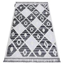 Kilimas MAROC P662 Rombai juoda / balta kutai berberinis marokietiškas purvinas