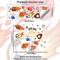Self-adhesive Wall Stickers Creative Flames and Sports Balls for Kids Room Bedroom Living Room Study Bathroom Decor 29x90cm įvairiaspalvis