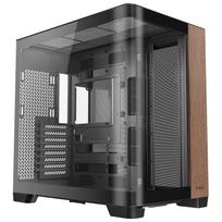 ANTEC PC Case C8 Curve Wood Black - A full-tower PC case with a wooden front panel and a curved tempered glass panel that integrates the front and
