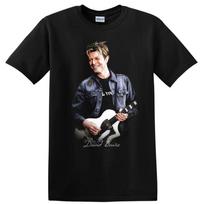 David Bowie portretas Roko muzika Marškinėliai Gitaros legenda Britų dainininkas Marškinėliai L gray