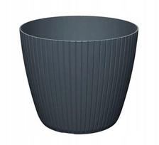 Antracito spalvos plastikinis vazonas 17,8x14,9 cm dryžuotas vazonas Lamia
