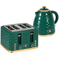Skrudintuvo ir virdulio komplektas, 2-in-1, 1,7 l virdulys 2200 W, 4 skyrių skrudintuvas 1860 W, žalias