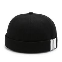 Dryžuotas spaudas Atsitiktinė vienspalvė kepurė Retro jūreivių kepurės Unisex kepurė be kraštų Rudens ir žiemos vėjui atspari kepurė juoda