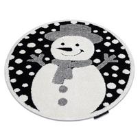 Vaikų kilimas JOY Ratas Snowman sniego senis, vaikams - Struktūrinis, dviejų sluoksnių vilna juoda / kremastaas