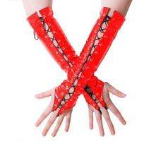 Juodos Raudonos Ilgos PVC Seksualios Moteriškos Pirštinės Moterims Fetišas Dirbtinė Oda Juodos Tvarstinės Pirštinės Clubwear Seksualūs Cosplay Kostiumai Naktinis Klubas One Size black