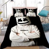 Dj-M-Marshmello Duvet Cover Set Home Style Bedding Soft Laundry Cotton Bed 3 Piece Set Student Dormitory Gift EU Single(135x200cm) gray