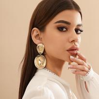 Exaggerated Personality Gold Color Geometric Western Cowboy Hat Pendant Dangle Earrings for Women Retro Fashion Jewelry Gifts brown