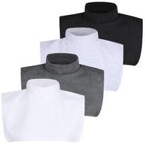 4 vnt. Dirbtinis golfo apykaklės dickey, nuimami apykaklės, 16 colių pusiau ilgio viršus, netikras marškinėlis one size gray