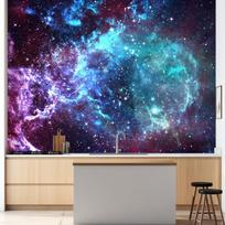 Space Starry Sky Wallpaper Living Room Bedroom Nebula Universe Mural Home Decor 200 cm(W) x 140 cm(H) blue
