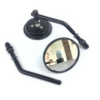 For Harley Dyna Bobber Chopper Old School 1982-2018 Up Black/Chrome 8mm Motorcycle Mirrors Short Stem 3 Round Rearview juoda