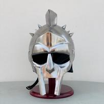 Gladiator Helmet-Knight Roman Soldier Maximus Helmet Larp Halloween Costume gray