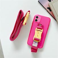 Fluorescent Lanyard Necklace Wrist Strap Holder Case For iPhone 17 16 15 14 13 11 12 Pro Max 8 7 Plus XS XR Clear Silicone Cover For iPhone 7 8 Plus&Case & Strap pink