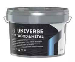Medienos ir metalo dažai ESKARO UNIVERSE WOOD & METAL, baltos sp.,  A bazė, 2,7 l