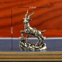 Vintage Brass Antelope Statue With Exquisite Carved Details And Auspicious Design Perfect For Home Office Desk Shelf Decoration 1 gray