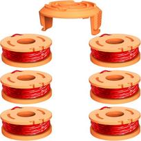 WORX WA0010/WA6531 Žoliapjovės galvutės ritė ir valo rinkinys W6 Spools + 1 Cover, Orange (Bagged)