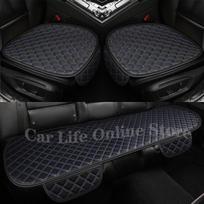 Odinė automobilio sėdynės užvalkalo apsauga, kilimėlis, universalus, priekinis, galinis, pralaidus orui, vandeniui atsparus PU, furgono, automobilio transporto priemonės sėdynės pagalvėlės apsauga 3pcs black blue black