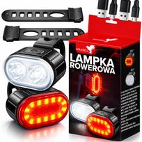 Dviračio LED žibintai priekiui ir galui, įkraunami USB