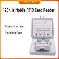 125K RFID Card Reader for Android, OTG Plug-and-Play, Keyboard-Emulated, Reads Card Numbers, USB Type-C Connector Micro-USB Connector white