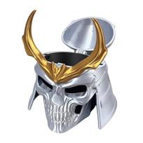 Samurai Style Skull Mask Popcorn Bucket Storage Box for Home Decor and Collectibles Halloween Cosplay Container one size brown
