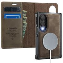 Skirta Samsung Galaxy Z Fold 8, Fold8 Nuimamas piniginės tipo dėklas telefonui, Magsafe, Magnetinis, Kortelių laikiklis, Atsparus smūgiams, Atrama, Odinis dangtelis just case black