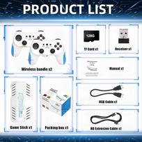X10 Pro Retro žaidimų konsolė 128G Žaidimų lazdelė Su integruotais 50000 retro žaidimų 40+ emuliatorių S905X3 TV vaizdo žaidimų konsolė white