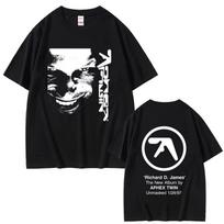Aphex Twin Face Graphic T Shirt Richard D James Album Print Tshirt Unisex Fashion Electronic Pop Music Short Sleeve Tshirts 2XL black