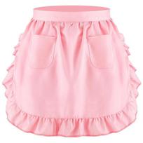 Gražus prijuostė, be rankovių poliesterio darbo chalatas su kontrastingos spalvos kišenėmis moteriai baristai, kepėjai Red lace half skirt red