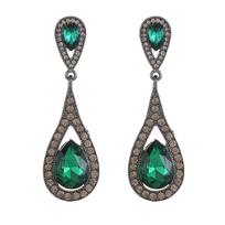 Geometric Water Drop Crystal Earrings Women's, European and American Fashion Retro Bridal Wedding Earrings beige