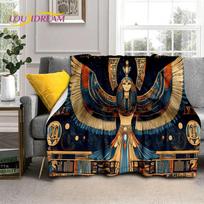 3D Senovės Egipto Hieroglifų Mitologija Sieninė Tapyba 2025 Naujas pledas, Minkštas apklotas namams Miegamojo Lovos Sofos Dangtis Vaikui 75x90cm black