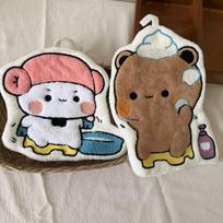 Anime Panda Bubu Dudu Hand Towel Double Layer Thick Absorbent Coral Fleece Hanging Towel Cute Cartoon Towel for Home Towel brown