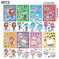 6-12pcs Gabby Dollhouse Figure Plaything Papa Ring Plaything Kit Baby Shower Party Animation Figure Small Present Animation Design Bracelet Necklace gray
