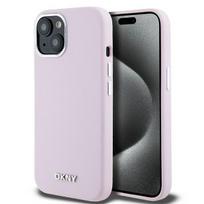 DKNY silikoninis MagSafe dėklas iPhone 15 Plus/14 Plus – rožinis