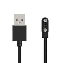 Juodas HUL-01 magnetinis įkrovimo laidas išmaniesiems laikrodžiams, 2 kontaktų 2,8 mm, 60 cm
