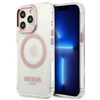Guess Metal Outline MagSafe dėklas iPhone 13/13 Pro – rožinis